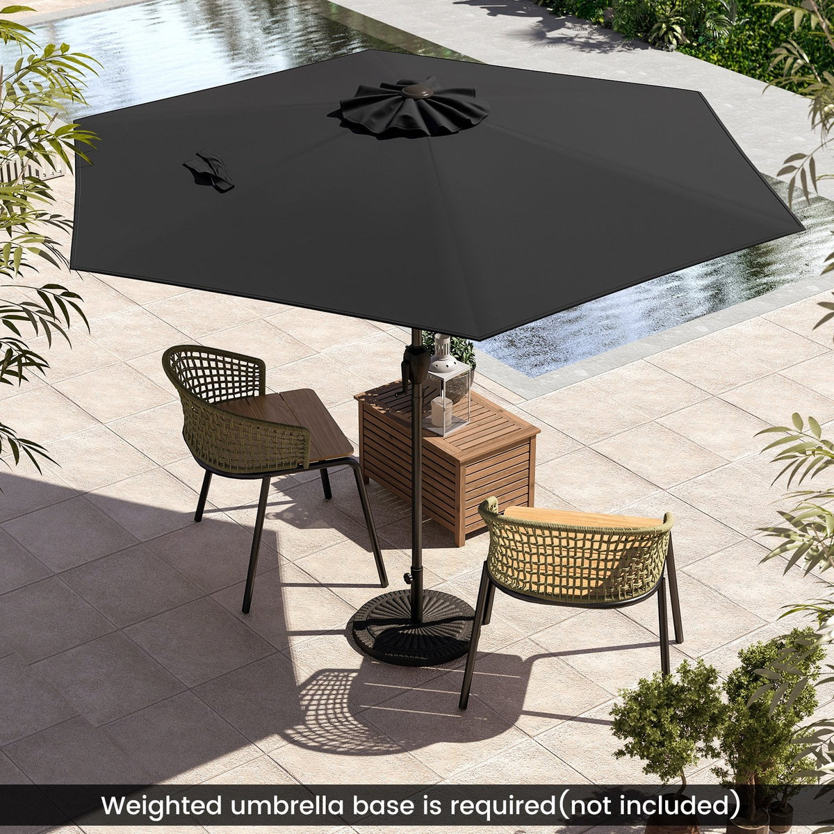 7.5 feet Outdoor Patio Heavy Duty Market Umbrella with Push Button Tilt-Black view 2