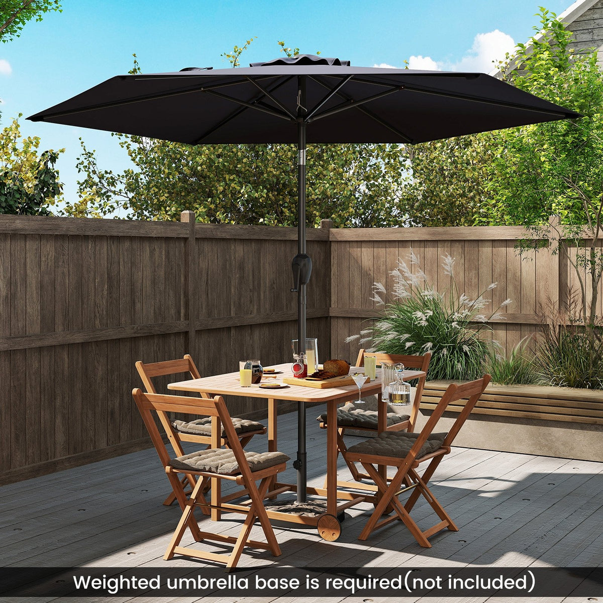 7.5 feet Outdoor Patio Heavy Duty Market Umbrella with Push Button Tilt-Black view 3