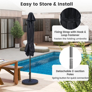 7.5 feet Outdoor Patio Heavy Duty Market Umbrella with Push Button Tilt-Black view 6