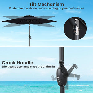 7.5 feet Outdoor Patio Heavy Duty Market Umbrella with Push Button Tilt-Black view 7