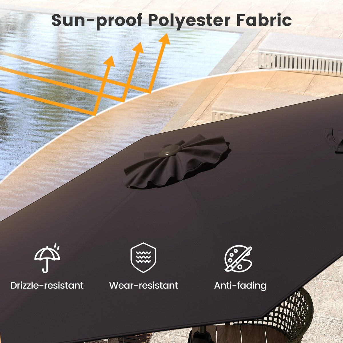 7.5 feet Outdoor Patio Heavy Duty Market Umbrella with Push Button Tilt-Black view 8