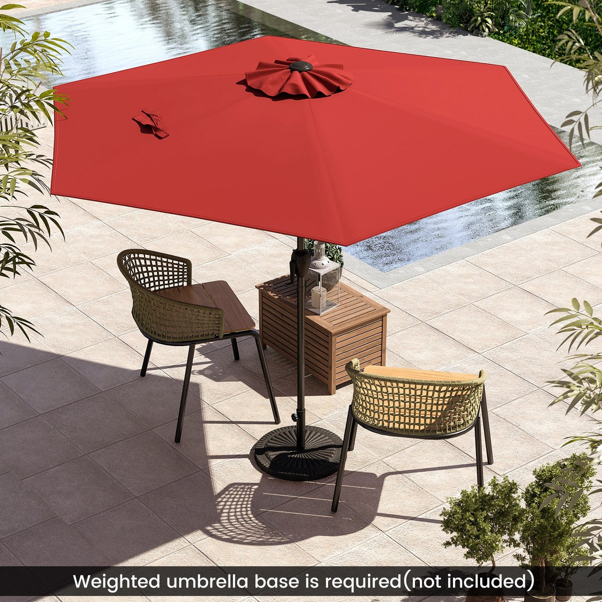 7.5 feet Outdoor Patio Heavy Duty Market Umbrella with Push Button Tilt-Burgundy view 2