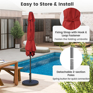 7.5 feet Outdoor Patio Heavy Duty Market Umbrella with Push Button Tilt-Burgundy view 6