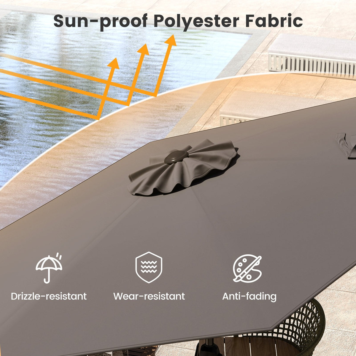 7.5 feet Outdoor Patio Heavy Duty Market Umbrella with Push Button Tilt-Gray view 8