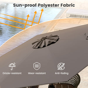 7.5 feet Outdoor Patio Heavy Duty Market Umbrella with Push Button Tilt-Gray view 8