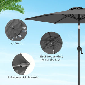 7.5 feet Outdoor Patio Heavy Duty Market Umbrella with Push Button Tilt-Gray view 9