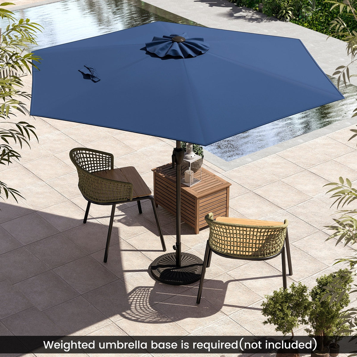 7.5 feet Outdoor Patio Heavy Duty Market Umbrella with Push Button Tilt-Navy view 2