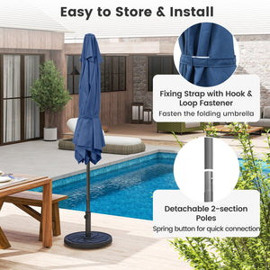 7.5 feet Outdoor Patio Heavy Duty Market Umbrella with Push Button Tilt-Navy view 6