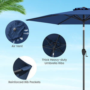 7.5 feet Outdoor Patio Heavy Duty Market Umbrella with Push Button Tilt-Navy view 9
