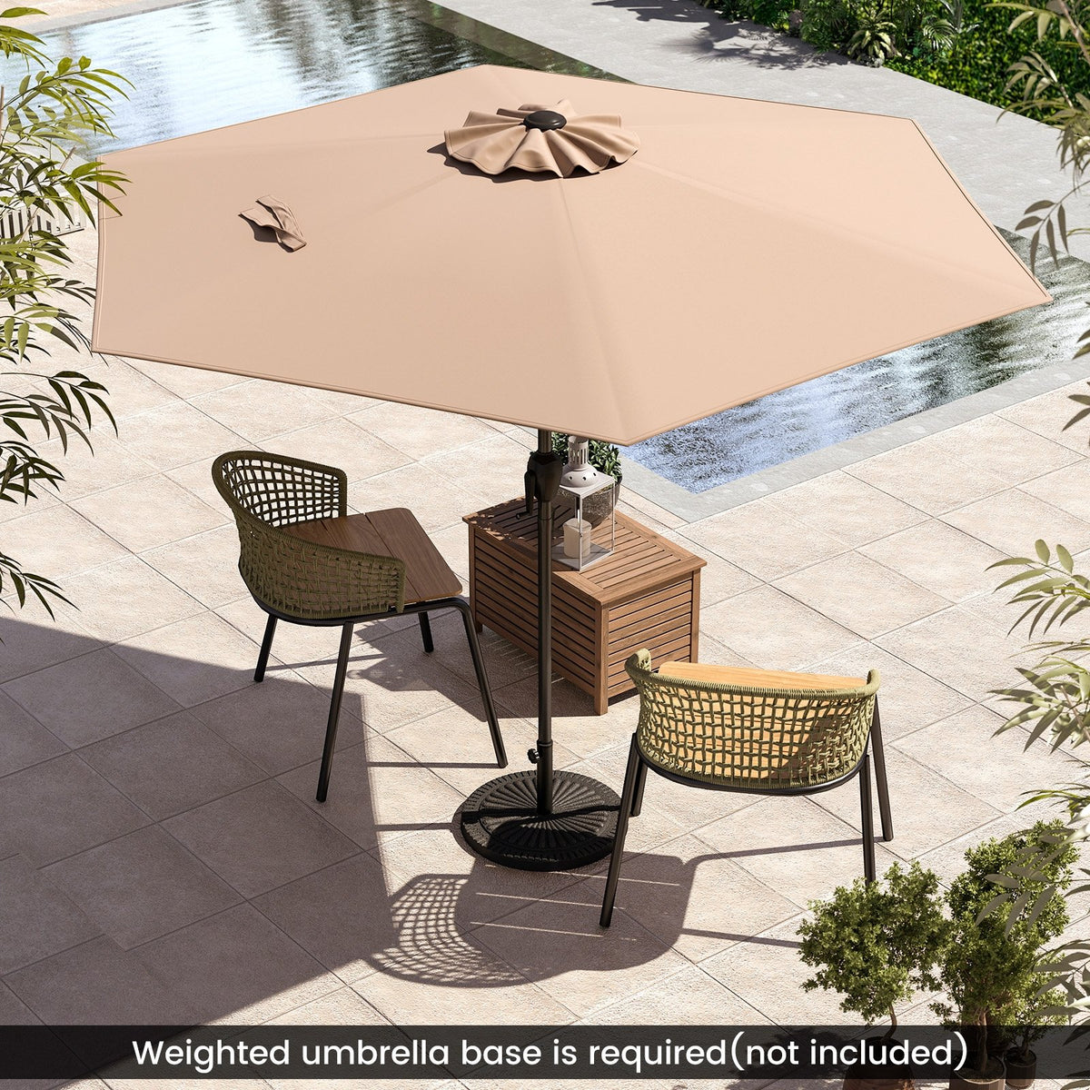 7.5 feet Outdoor Patio Heavy Duty Market Umbrella with Push Button Tilt-Tan view 2