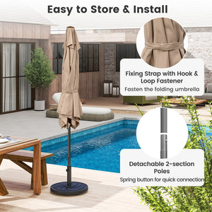 7.5 feet Outdoor Patio Heavy Duty Market Umbrella with Push Button Tilt-Tan view 6