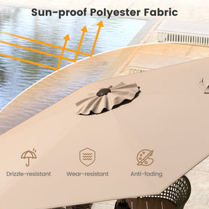 7.5 feet Outdoor Patio Heavy Duty Market Umbrella with Push Button Tilt-Tan view 8