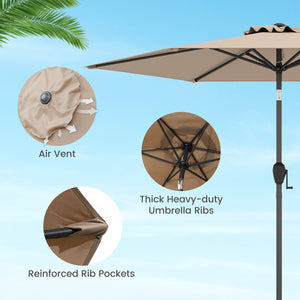 7.5 feet Outdoor Patio Heavy Duty Market Umbrella with Push Button Tilt-Tan view 9
