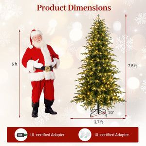7.5 Feet Pre-Lit Artificial Christmas Tree Hinged Xmas Tree with LED Lights view 4