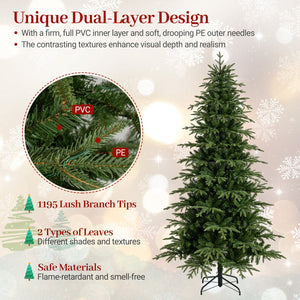 7.5 Feet Pre-Lit Artificial Christmas Tree Hinged Xmas Tree with LED Lights view 7