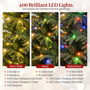 7.5 Feet Pre-Lit Artificial Christmas Tree Hinged Xmas Tree with LED Lights view 8