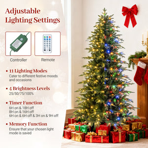 7.5 Feet Pre-Lit Artificial Christmas Tree Hinged Xmas Tree with LED Lights view 9