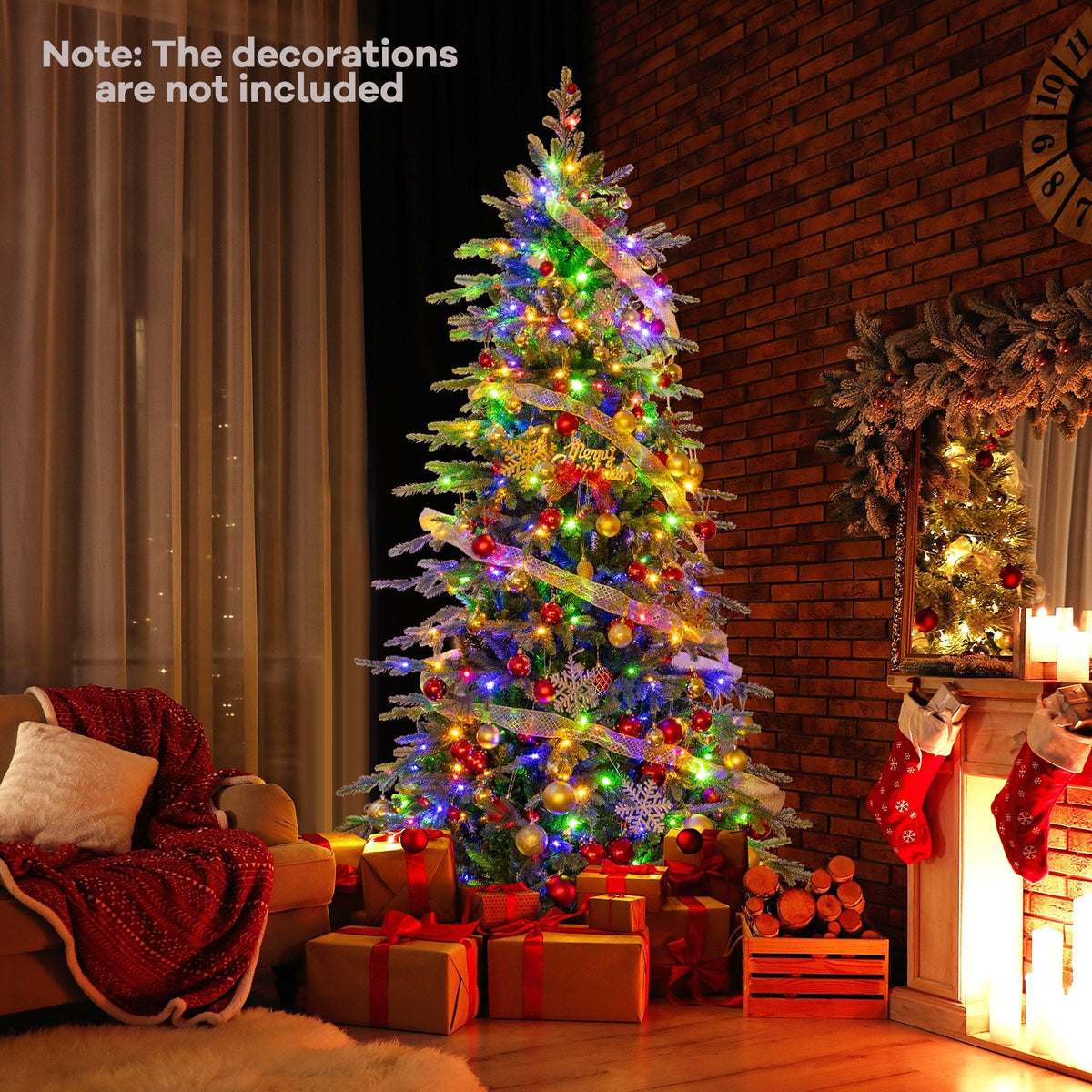 7.5 Feet Pre-Lit Artificial Christmas Tree with Warm White LED Lights view 3