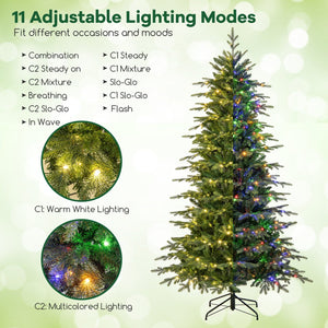 7.5 Feet Pre-Lit Artificial Christmas Tree with Warm White LED Lights view 6