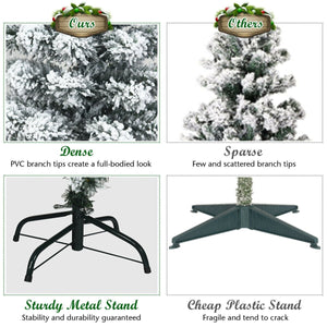 7.5 Feet Pre-lit Snow Flocked Artificial Pencil Christmas Tree with LED Lights view 9