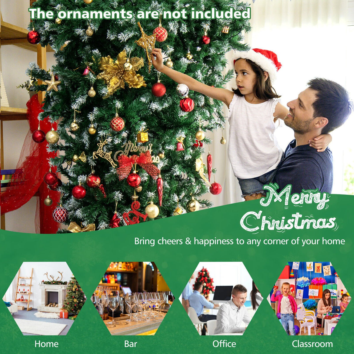 7.5 Feet Pre-Lit Snowy Upside Down Christmas Tree 1100 Tips view 3