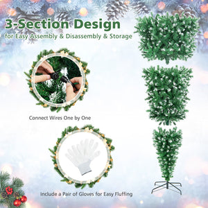 7.5 Feet Pre-Lit Snowy Upside Down Christmas Tree 1100 Tips view 8