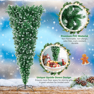 7.5 Feet Pre-Lit Snowy Upside Down Christmas Tree 1100 Tips view 9
