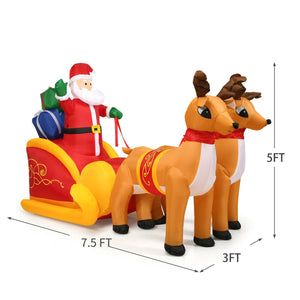 7.5 Feet Waterproof Outdoor Inflatable Santa with Double Deer and Sled view 5