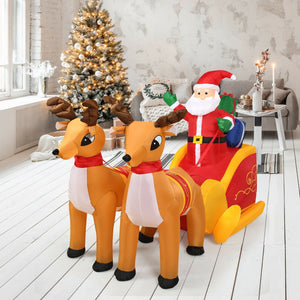 7.5 Feet Waterproof Outdoor Inflatable Santa with Double Deer and Sled view 7