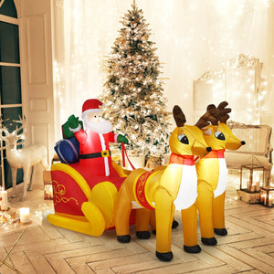 7.5 Feet Waterproof Outdoor Inflatable Santa with Double Deer and Sled view 8