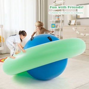 7.5 Foot Giant Inflatable Dome Rocker Bouncer with 6 Built-in Handles for Kids-Green view 3