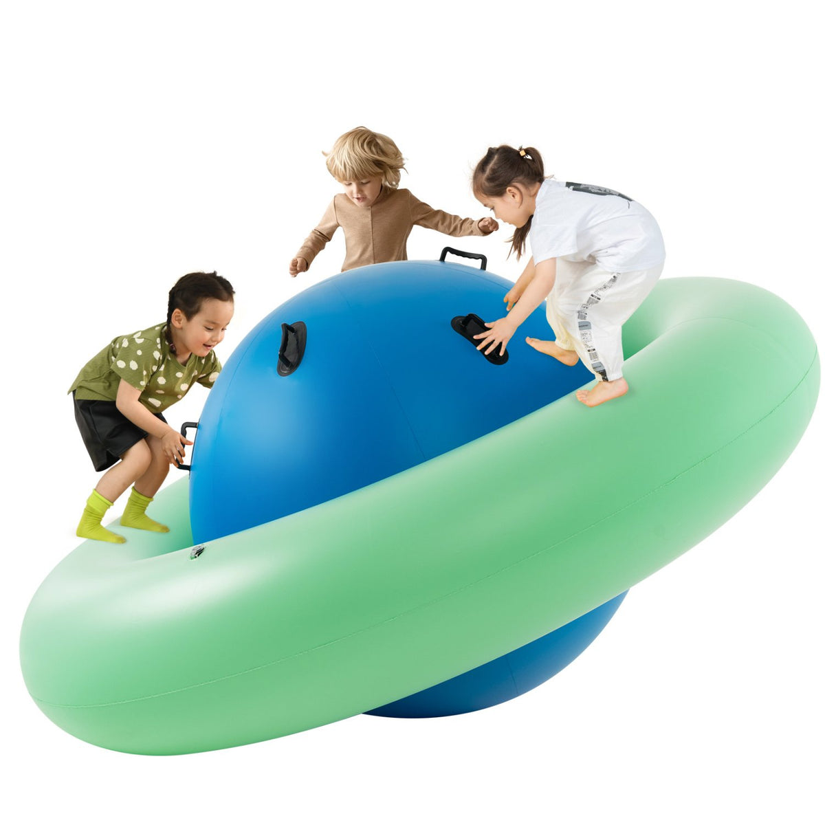 7.5 Foot Giant Inflatable Dome Rocker Bouncer with 6 Built-in Handles for Kids-Green view 4