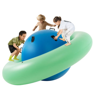 7.5 Foot Giant Inflatable Dome Rocker Bouncer with 6 Built-in Handles for Kids-Green view 4