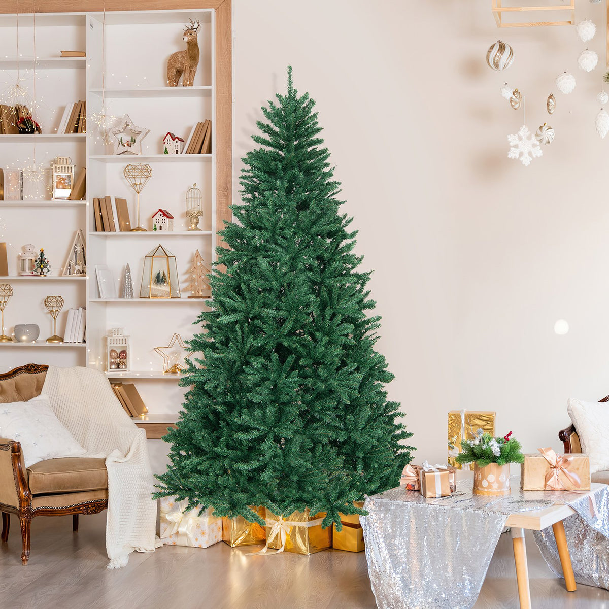 7.5 Feet Artificial Christmas Tree with Folding Metal Stand view 2
