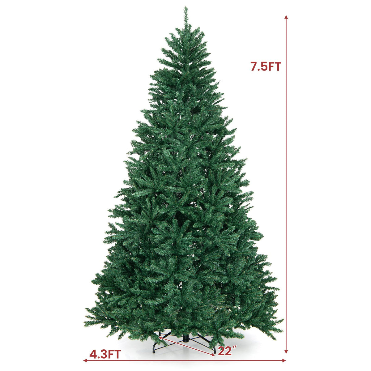 7.5 Feet Artificial Christmas Tree with Folding Metal Stand view 5