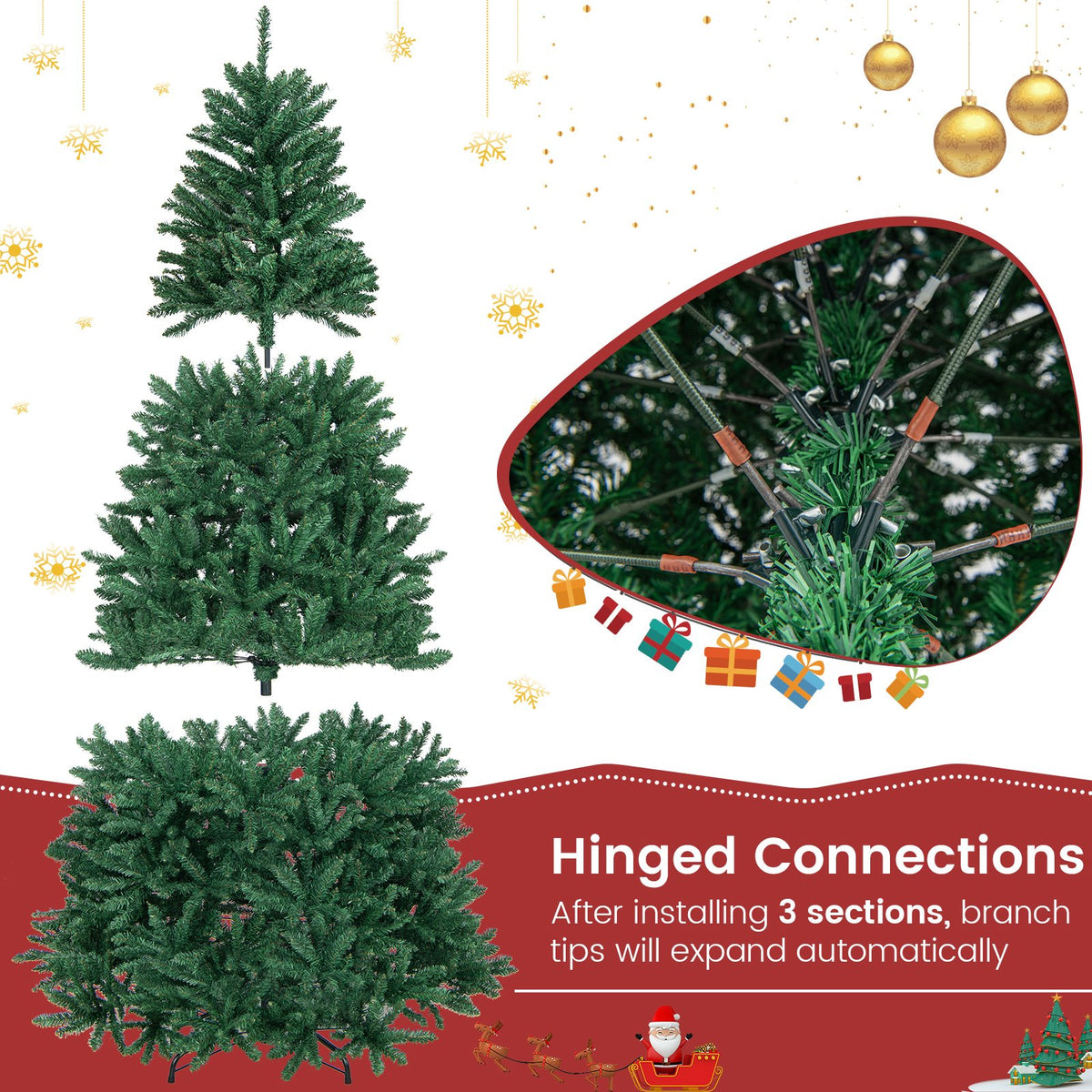 7.5 Feet Artificial Christmas Tree with Folding Metal Stand view 8
