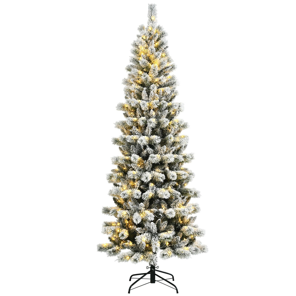 7.5 Feet Pre-Lit Hinged Christmas Tree Snow Flocked with 9 Modes Lights view 4