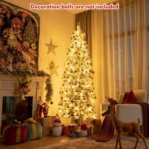 7.5 Feet Pre-Lit Hinged Christmas Tree Snow Flocked with 9 Modes Lights view 7