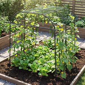 7.5 FT Tall Metal Garden Arch Trellis for Climbing Plants Outdoor-Black view 2
