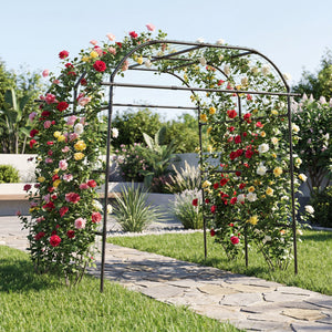 7.5 FT Tall Metal Garden Arch Trellis for Climbing Plants Outdoor-Black view 6