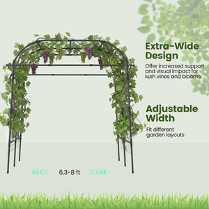 7.5 FT Tall Metal Garden Arch Trellis for Climbing Plants Outdoor-Black view 9