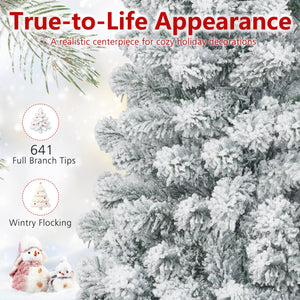 7.5 Feet Unlit Hinged Snow Flocked Artificial Pencil Christmas Tree with 641 Tips view 7