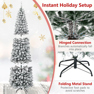 7.5 Feet Unlit Hinged Snow Flocked Artificial Pencil Christmas Tree with 641 Tips view 8
