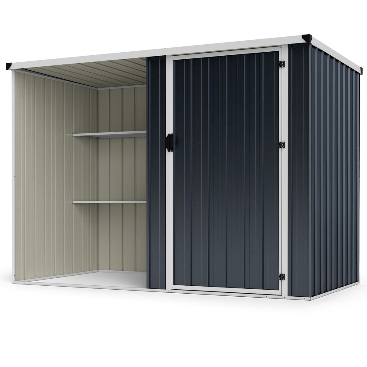 7.6 x 4 Ft Outdoor Metal Storage Shed with Lockable Single Door-Gray
