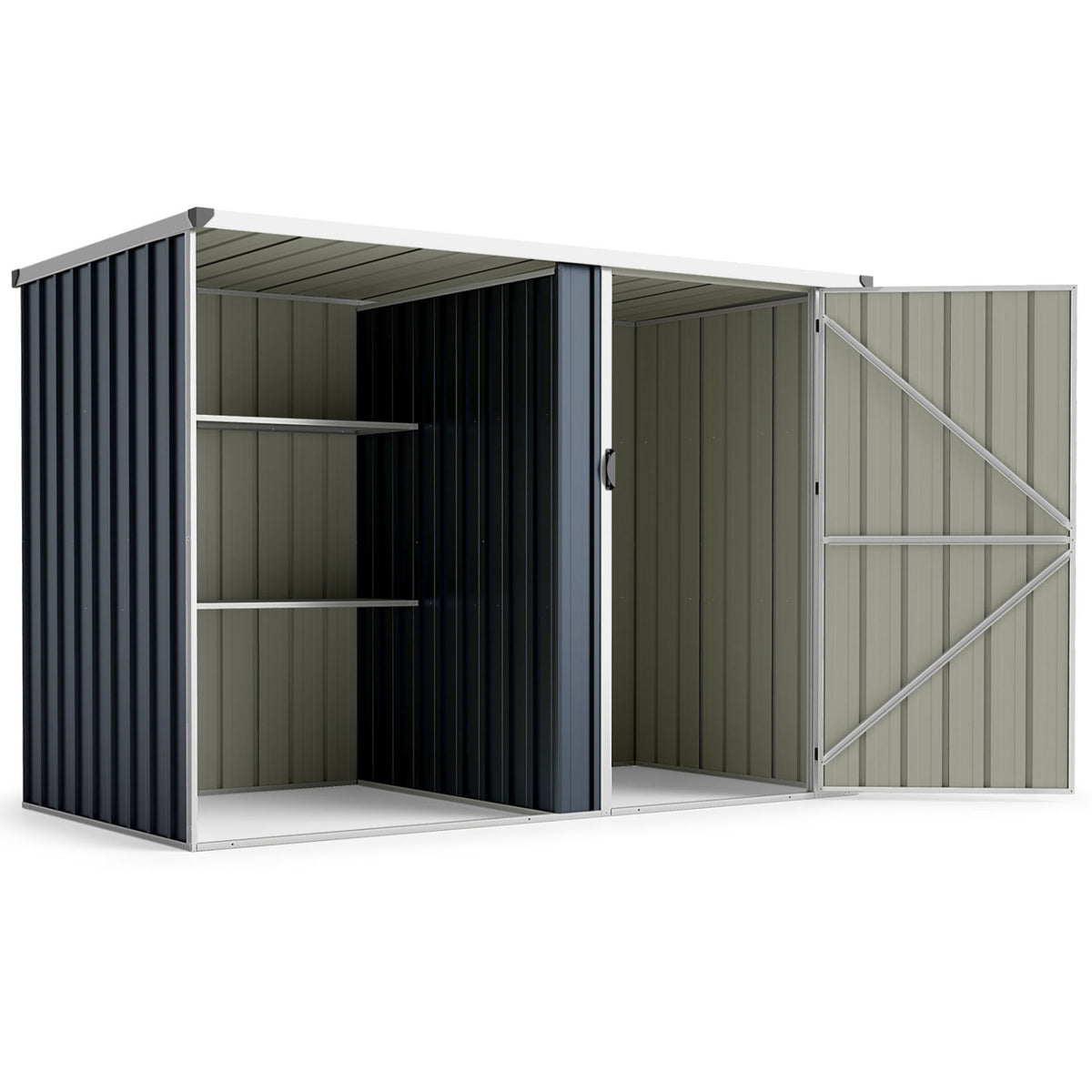 7.6 x 4 Ft Outdoor Metal Storage Shed with Lockable Single Door-Gray view 4