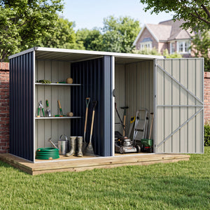 7.6 x 4 Ft Outdoor Metal Storage Shed with Lockable Single Door-Gray view 6