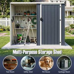 7.6 x 4 Ft Outdoor Metal Storage Shed with Lockable Single Door-Gray view 7