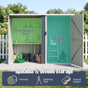 7.6 x 4 Ft Outdoor Metal Storage Shed with Lockable Single Door-Gray view 8