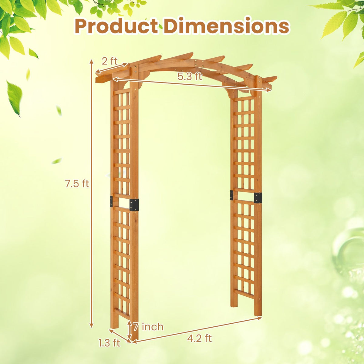 7/7.5 Feet Garden Arch Wooden Arbor Outdoor Wood Trellis for Climbing Plants-7.5 FT view 5