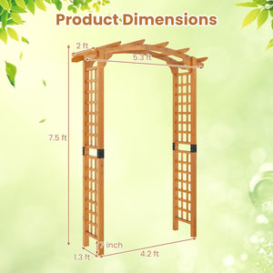 7/7.5 Feet Garden Arch Wooden Arbor Outdoor Wood Trellis for Climbing Plants-7.5 FT view 5
